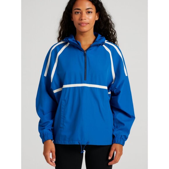Sweaty Betty Jacket Womens Small Oxford Blue Waterproof Hooded Pullover Sample - Picture 1 of 5